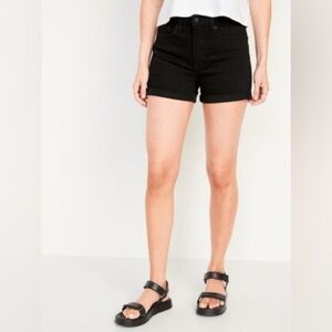 Old Navy Curvy High-Waisted OG Straight Black Cut-Off Jean Shorts Size 16